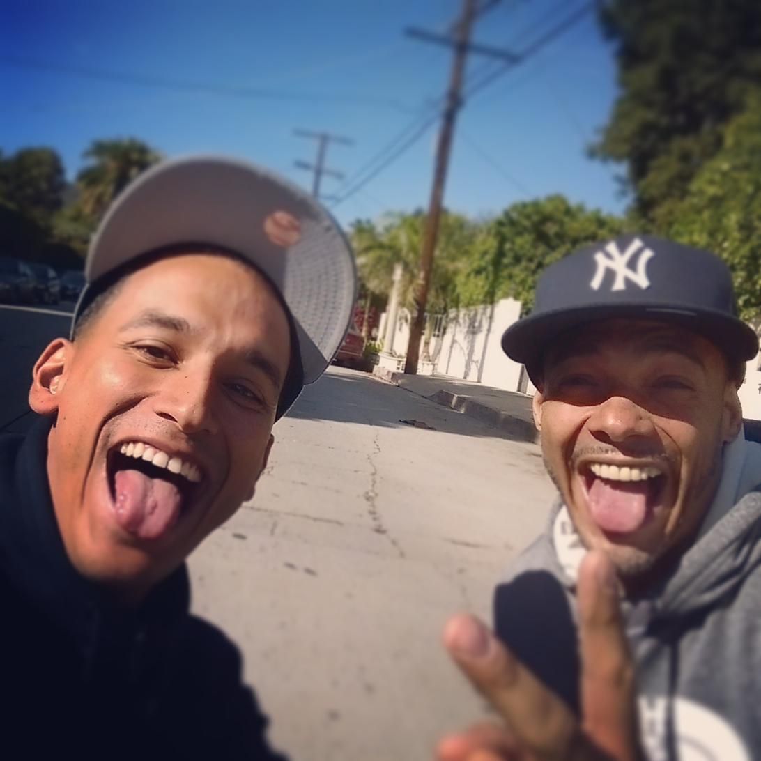 Goya Robles being playful with a friend