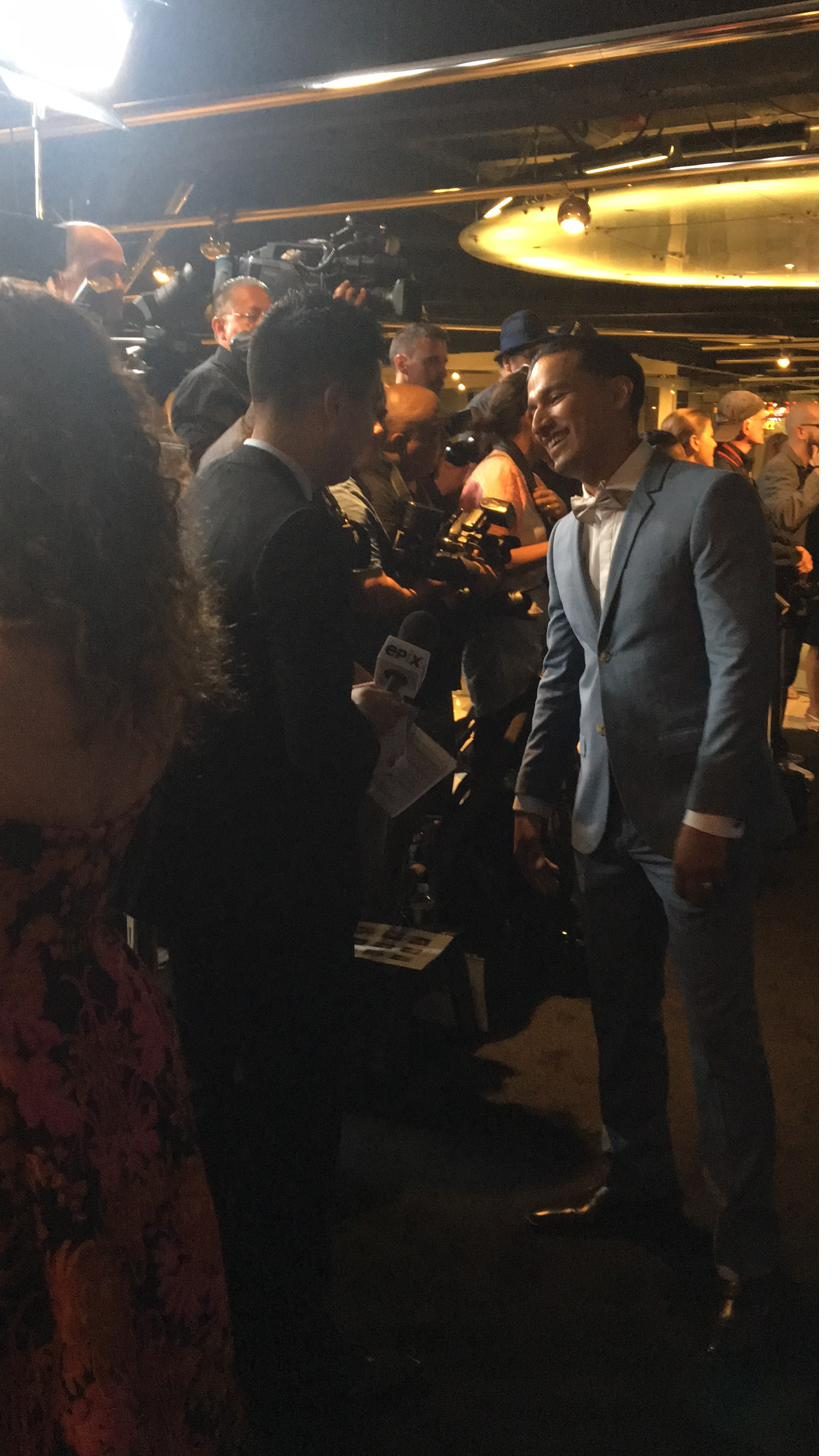 Goya Robles on the red carpet at the Get Shorty premiere